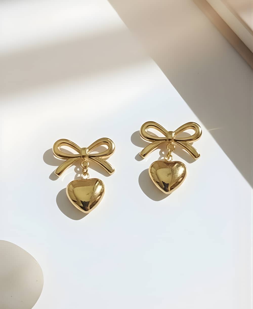 Gilded Bow Drops Earring