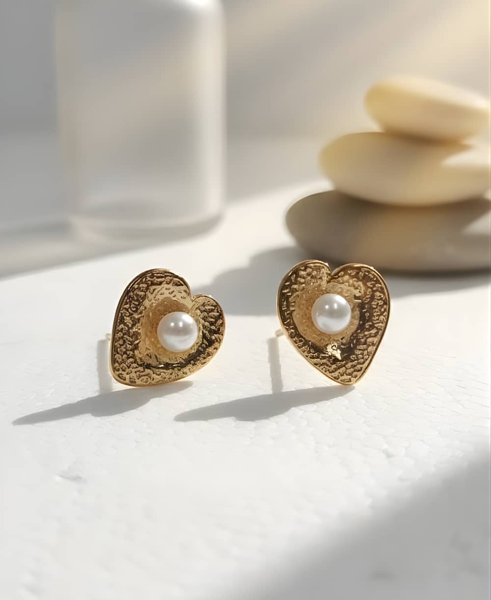 Vintage Hammered Love Studs