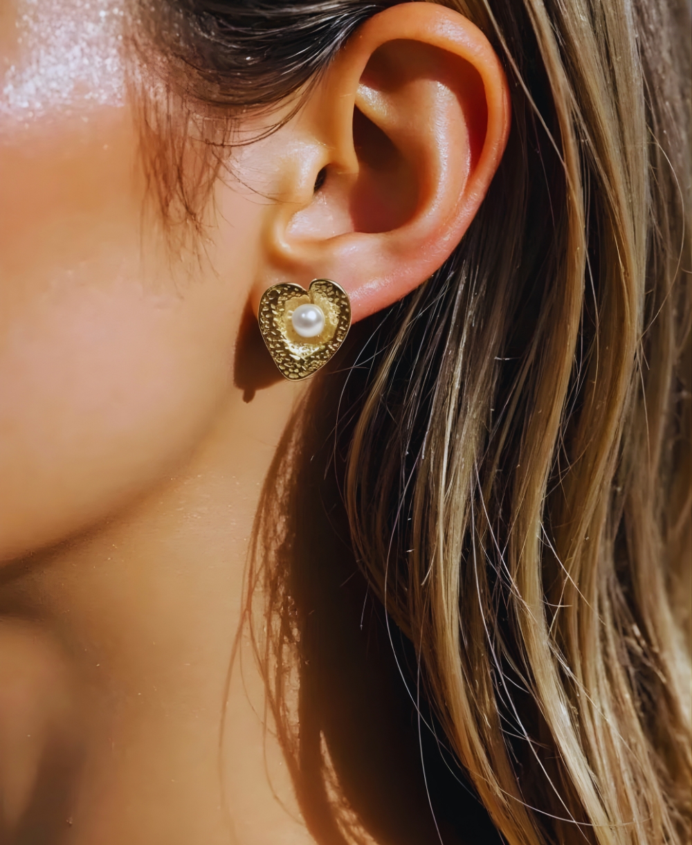 Vintage Hammered Love Studs