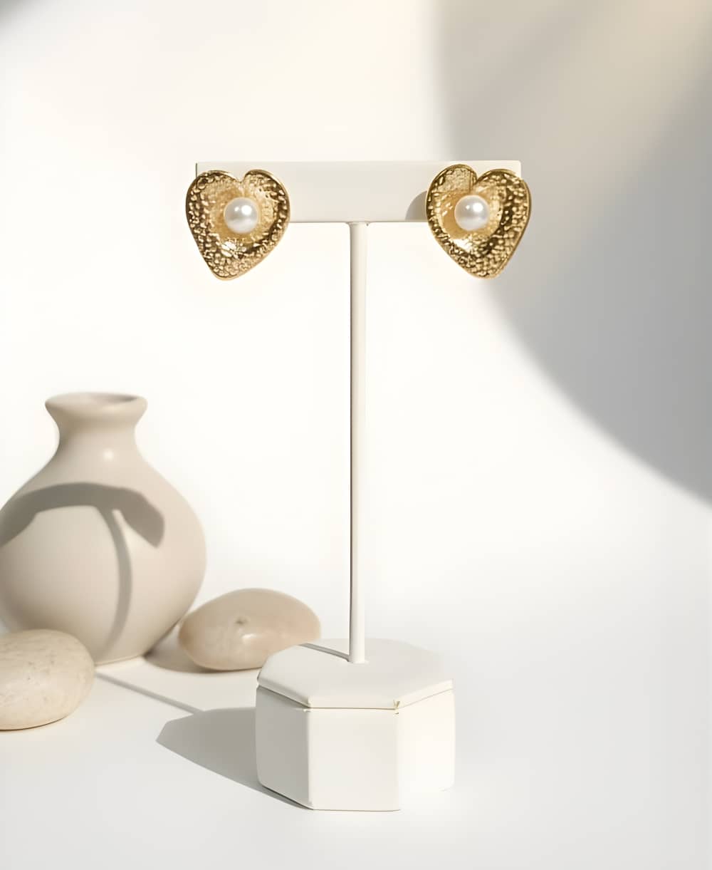 Vintage Hammered Love Studs