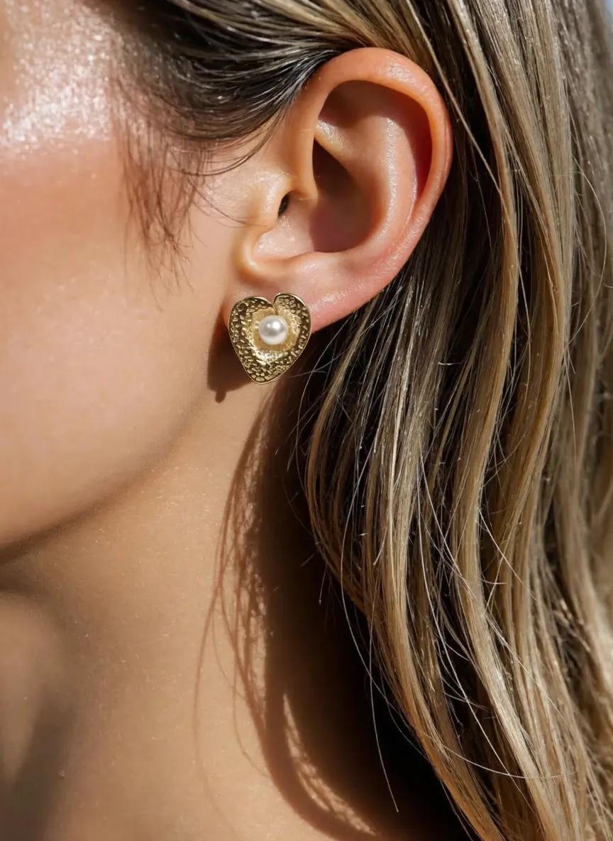 Vintage Hammered Love Studs